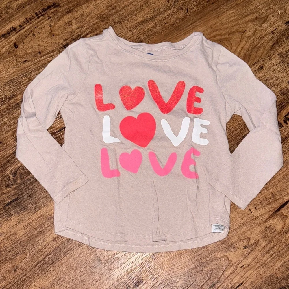 Old Navy Pink and White Love Long Sleeve Tee